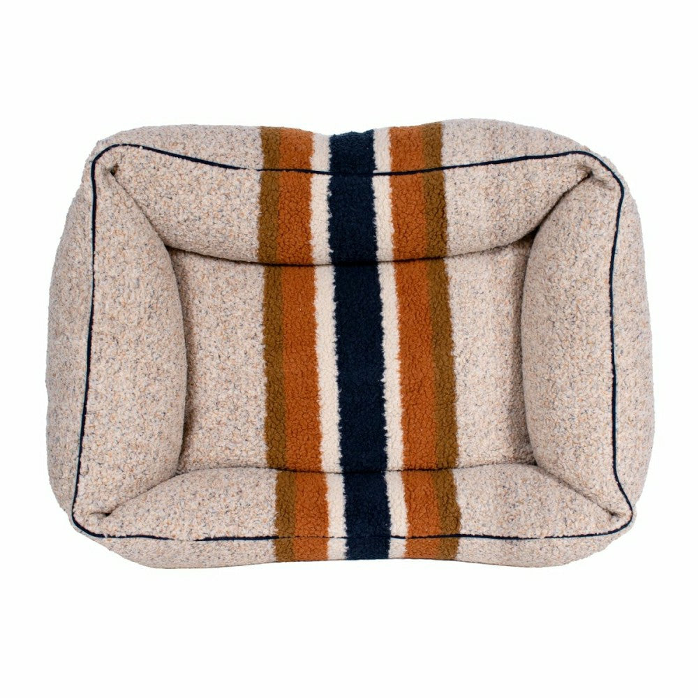 Plow & Hearth Shinola Brand Stripe Kuddle Berber Dog Bed Oatmeal