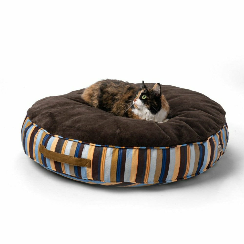 Plow & Hearth Round Stripe Pet Bed with Fur