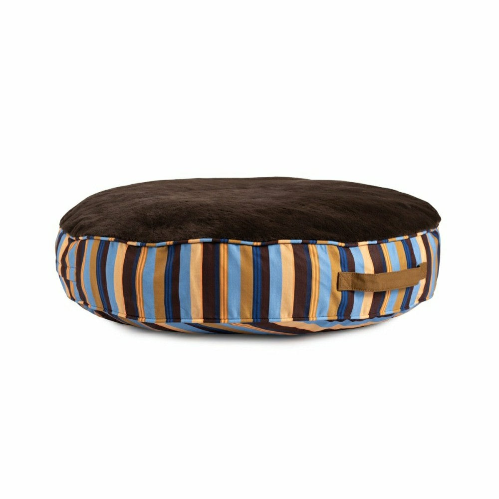 Plow & Hearth Round Stripe Pet Bed with Fur