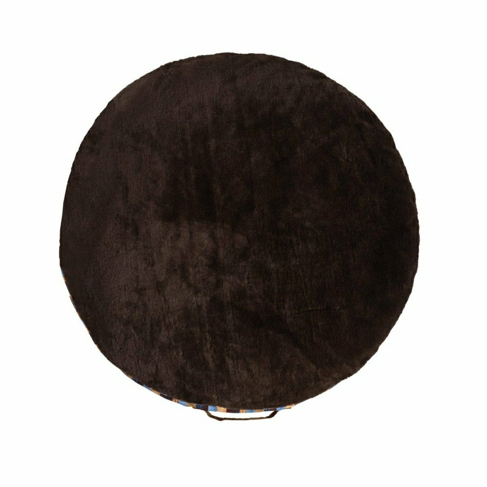 Plow & Hearth Round Stripe Pet Bed with Fur