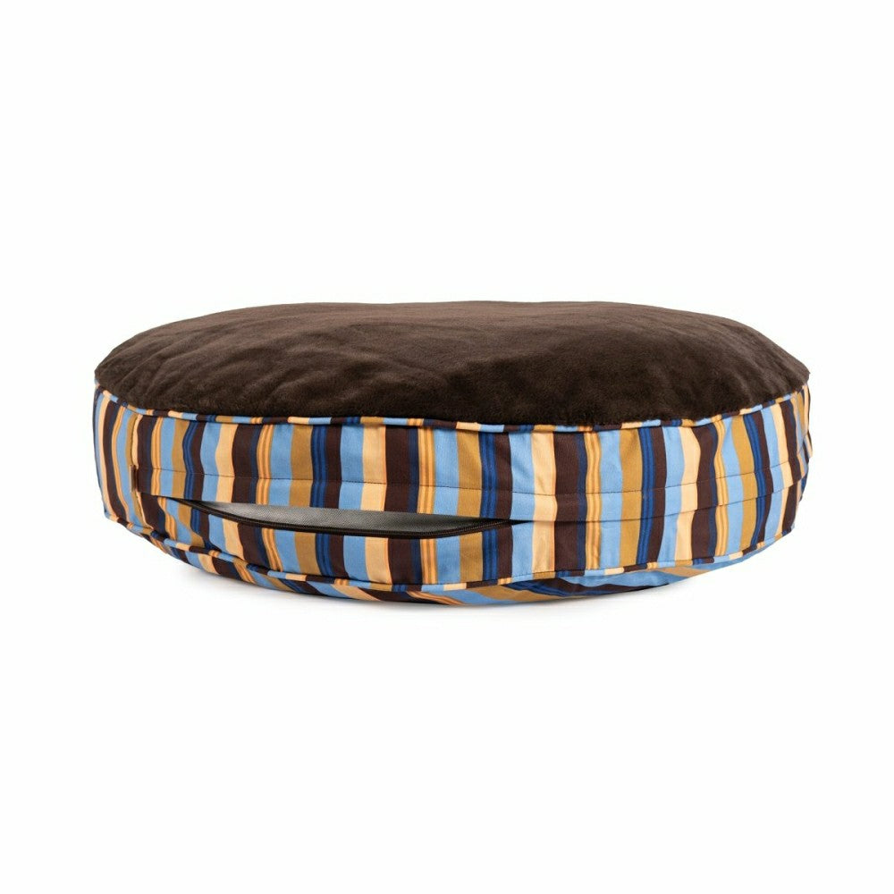 Plow & Hearth Round Stripe Pet Bed with Fur