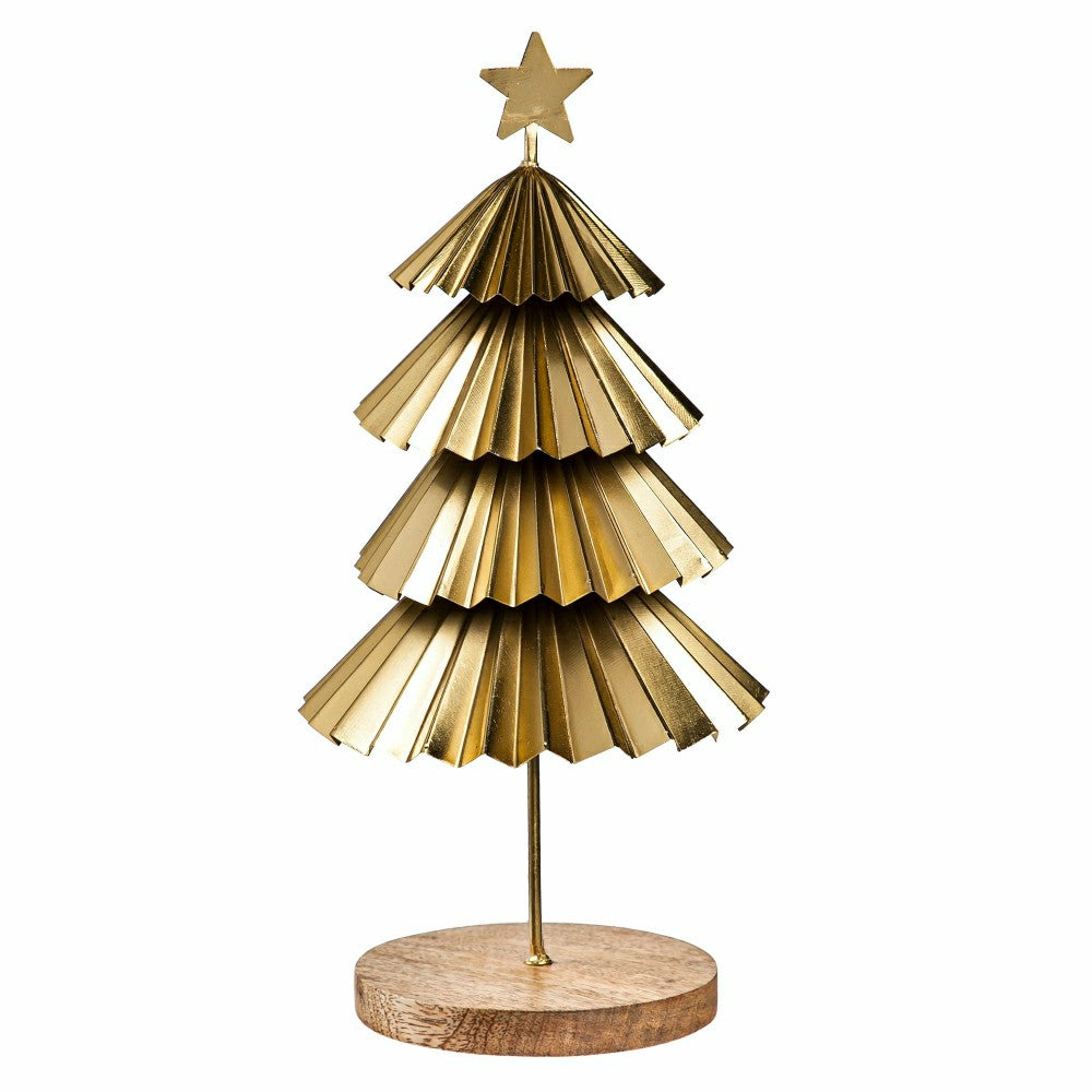Plow & Hearth Gold Tiered Christmas Trees, Set of 2