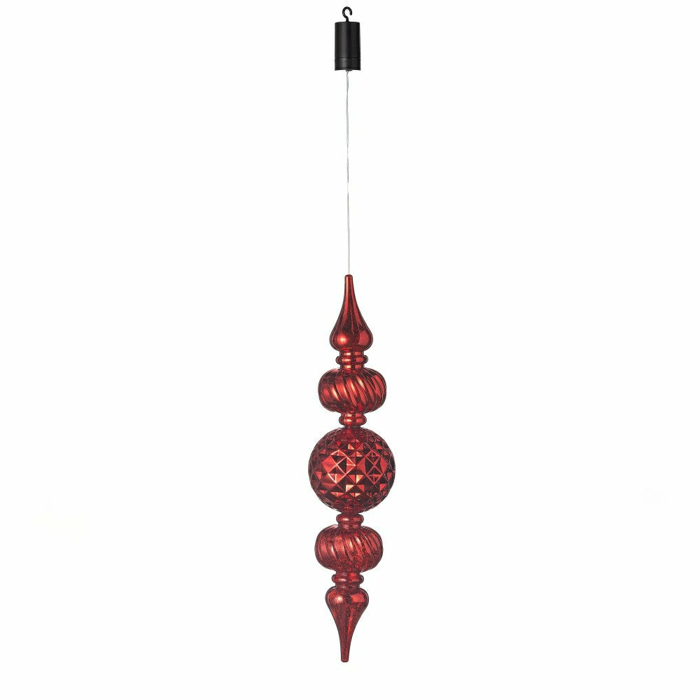 Plow & Hearth Indoor/Outdoor Shatterproof Holiday Lighted Large Finial Hanging Ornam