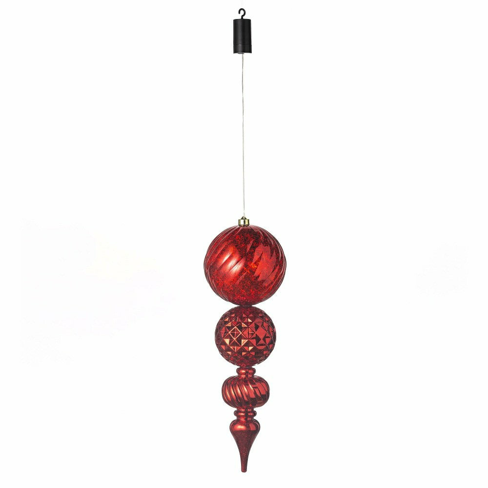 Plow & Hearth Indoor/Outdoor Shatterproof Holiday Lighted Large Finial Hanging Ornam