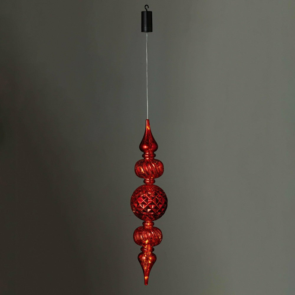 Plow & Hearth Indoor/Outdoor Shatterproof Holiday Lighted Large Finial Hanging Ornam