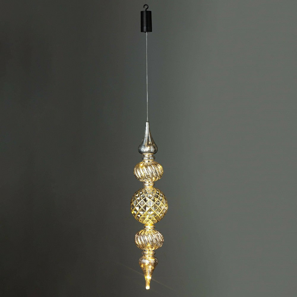 Plow & Hearth Indoor/Outdoor Shatterproof Holiday Lighted Large Finial Hanging Ornam