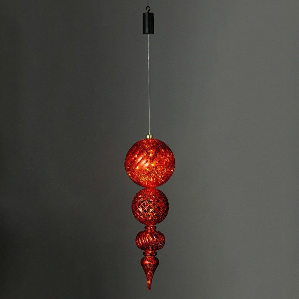 Plow & Hearth Indoor/Outdoor Shatterproof Holiday Lighted Large Finial Hanging Ornam