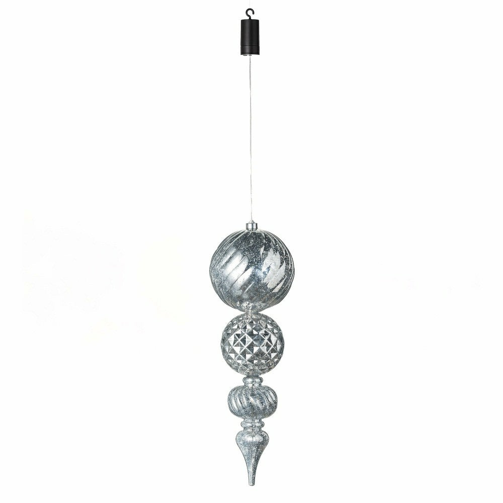 Plow & Hearth Indoor/Outdoor Shatterproof Holiday Lighted Large Finial Hanging Ornam