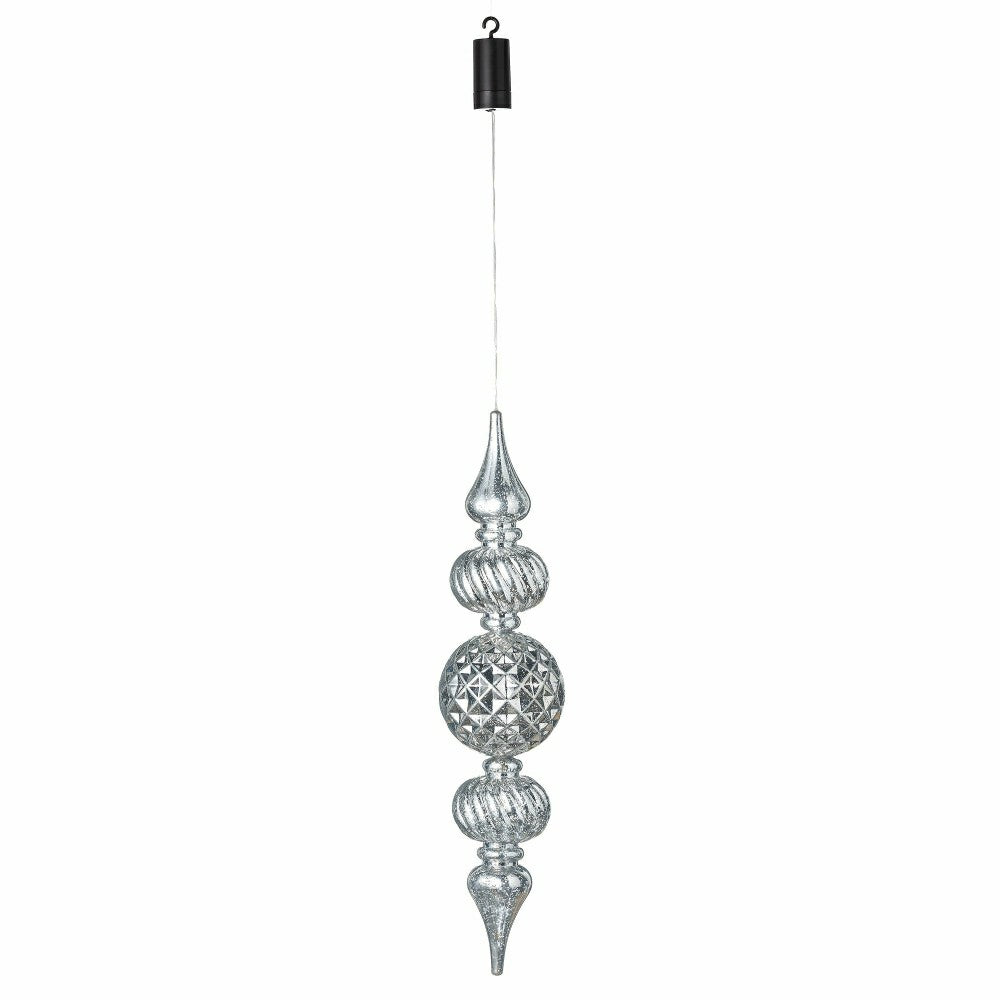 Plow & Hearth Indoor/Outdoor Shatterproof Holiday Lighted Large Finial Hanging Ornam