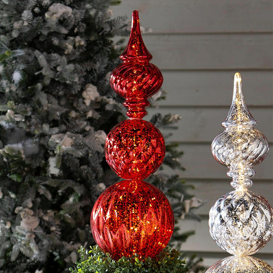 Plow & Hearth Indoor/Outdoor Shatterproof Holiday Lighted Large Finial Ornament Stak