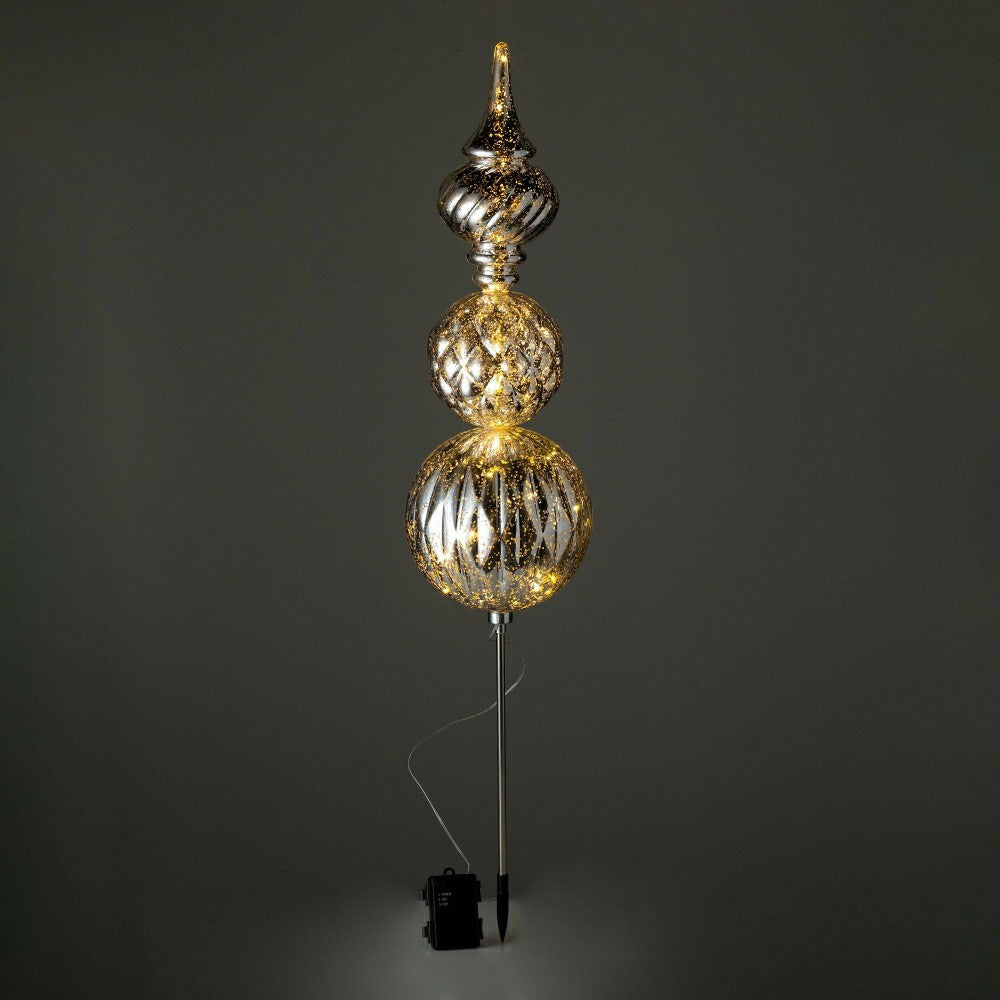 Plow & Hearth Indoor/Outdoor Shatterproof Holiday Lighted Large Finial Ornament Stak