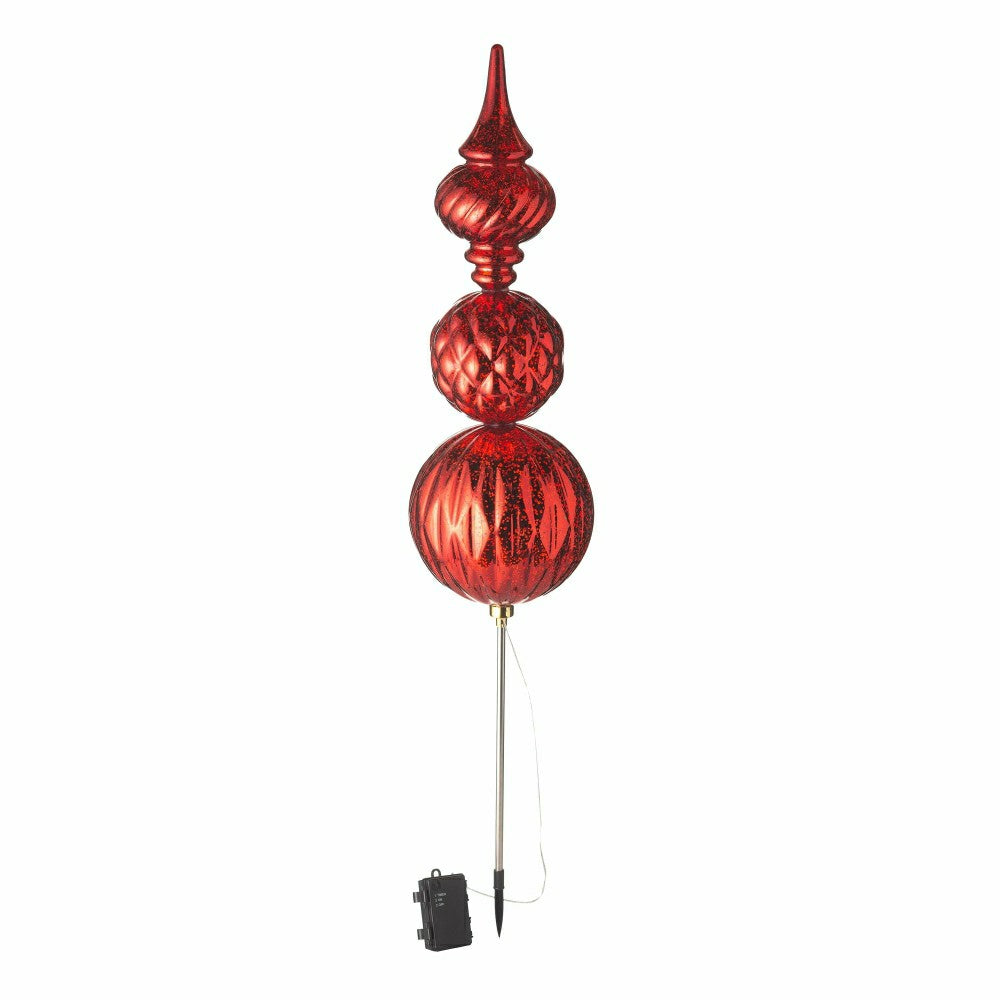 Plow & Hearth Indoor/Outdoor Shatterproof Holiday Lighted Large Finial Ornament Stak