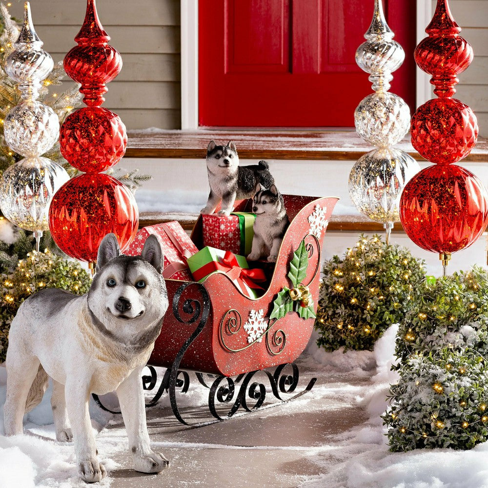 Plow & Hearth Indoor/Outdoor Shatterproof Holiday Lighted Large Finial Ornament Stak