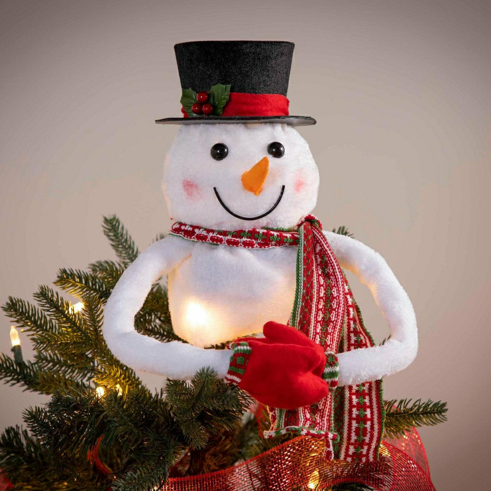 Plow & Hearth Snowman Tree Topper with Snowflake Projector
