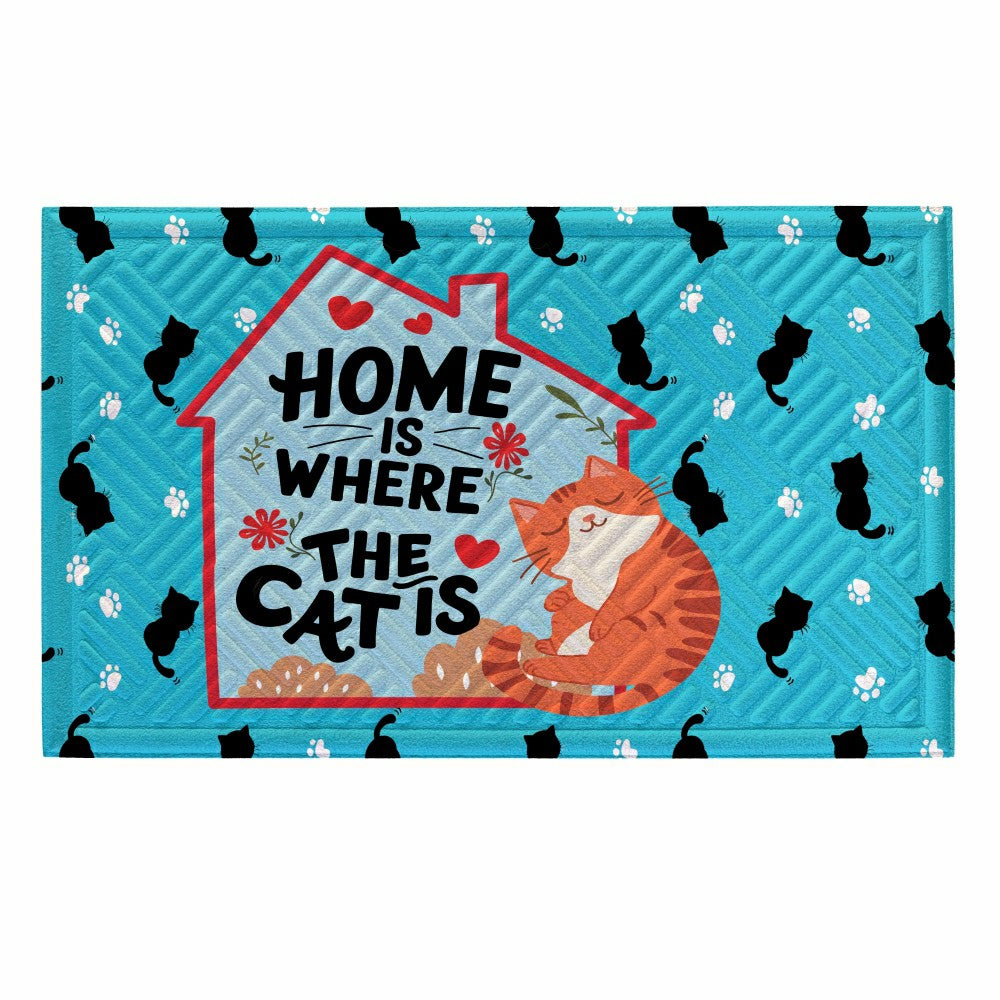 Plow & Hearth Home Is Where The Cat Is Embossed Mat