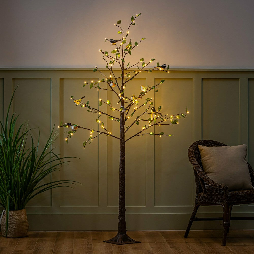 Plow & Hearth 72" LED Artificial Tree with Bird Clips, 72"H