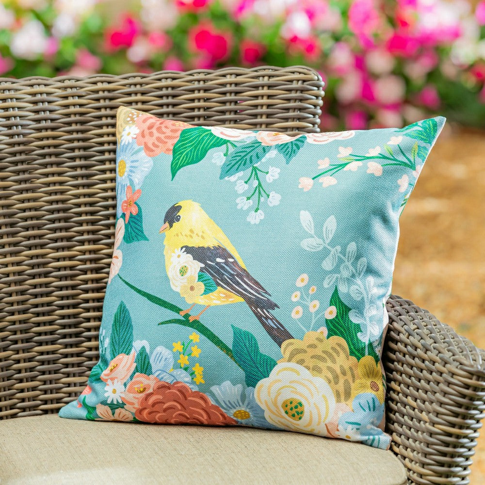 Plow & Hearth What She Shed Goldfinch Pillow Cover