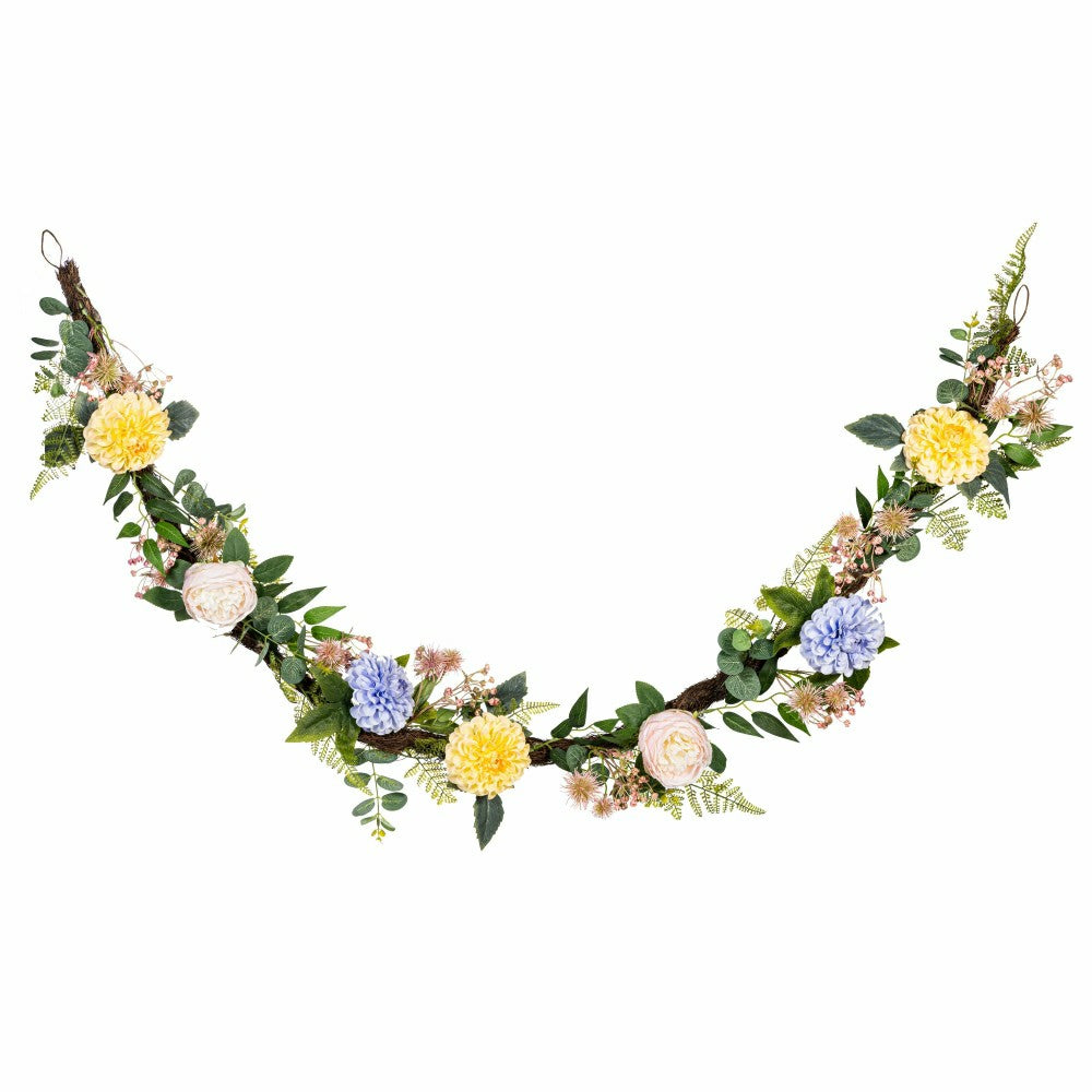 Plow & Hearth Cottage Garden Garland Artificial Floral, 72"L
