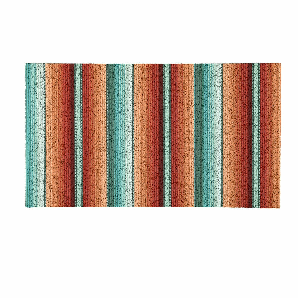 Plow & Hearth Southwest Pueblo PVC Trapper Mat, Serape Stripe, 28"x16"