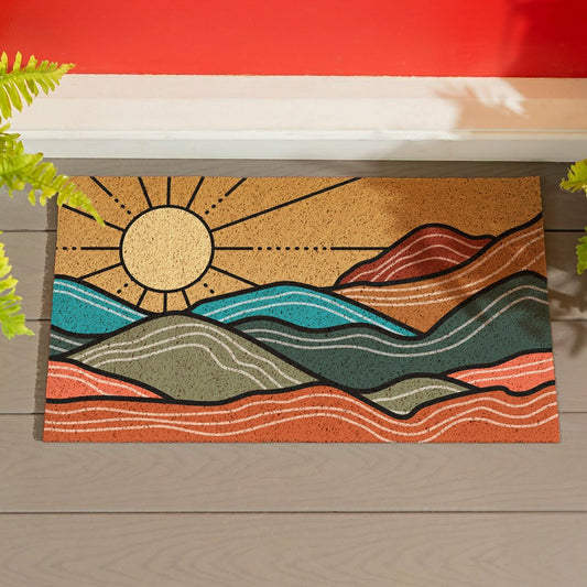Plow & Hearth Southwest Sunrise PVC Trapper Mat, Landscape, 28"x16"