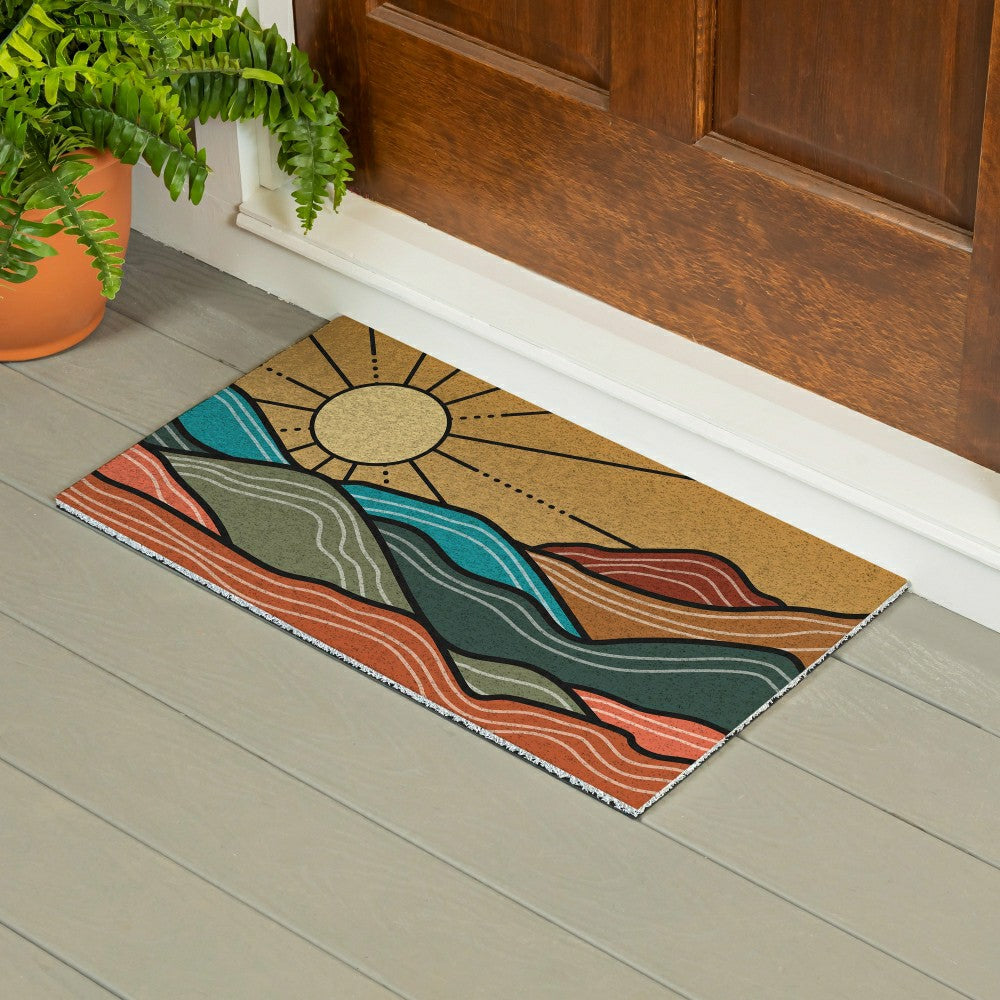 Plow & Hearth Southwest Sunrise PVC Trapper Mat, Landscape, 28"x16"