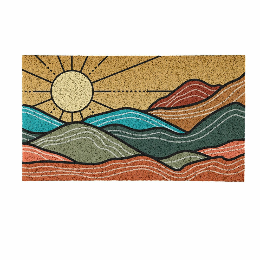 Plow & Hearth Southwest Sunrise PVC Trapper Mat, Landscape, 28"x16"