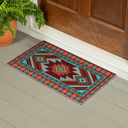 Plow & Hearth Southwest Pueblo PVC Trapper Mat, Aztec, 28"x16"
