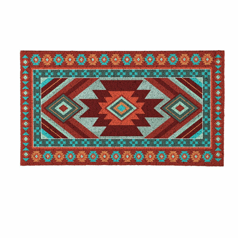 Plow & Hearth Southwest Pueblo PVC Trapper Mat, Aztec, 28"x16"