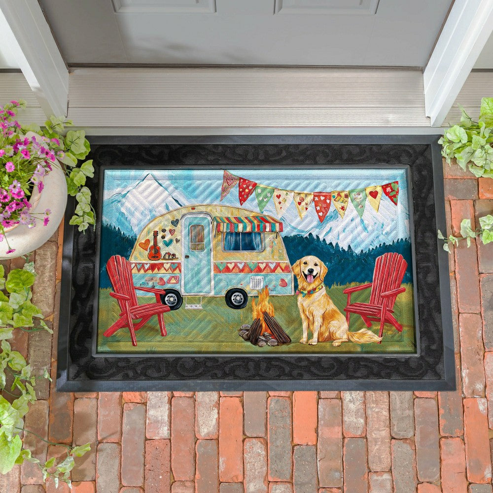 Plow & Hearth Camping Dog Embossed Mat