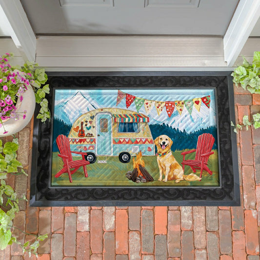 Plow & Hearth Camping Dog Embossed Mat