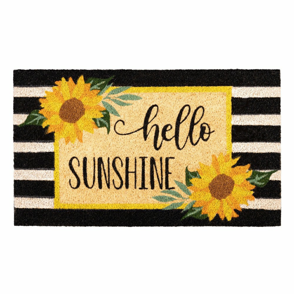 Plow & Hearth Hello Sunshine Plaid Coir Mat