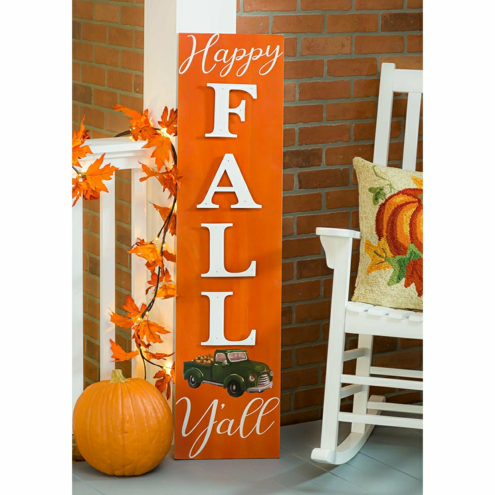 Plow & Hearth Double-Sided Fall/Holiday Greeting Wooden Standing Porch Leaner