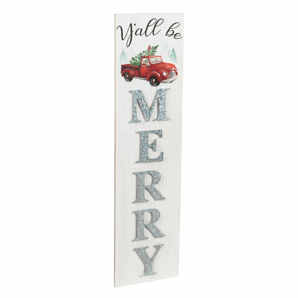 Plow & Hearth Double-Sided Fall/Holiday Greeting Wooden Standing Porch Leaner