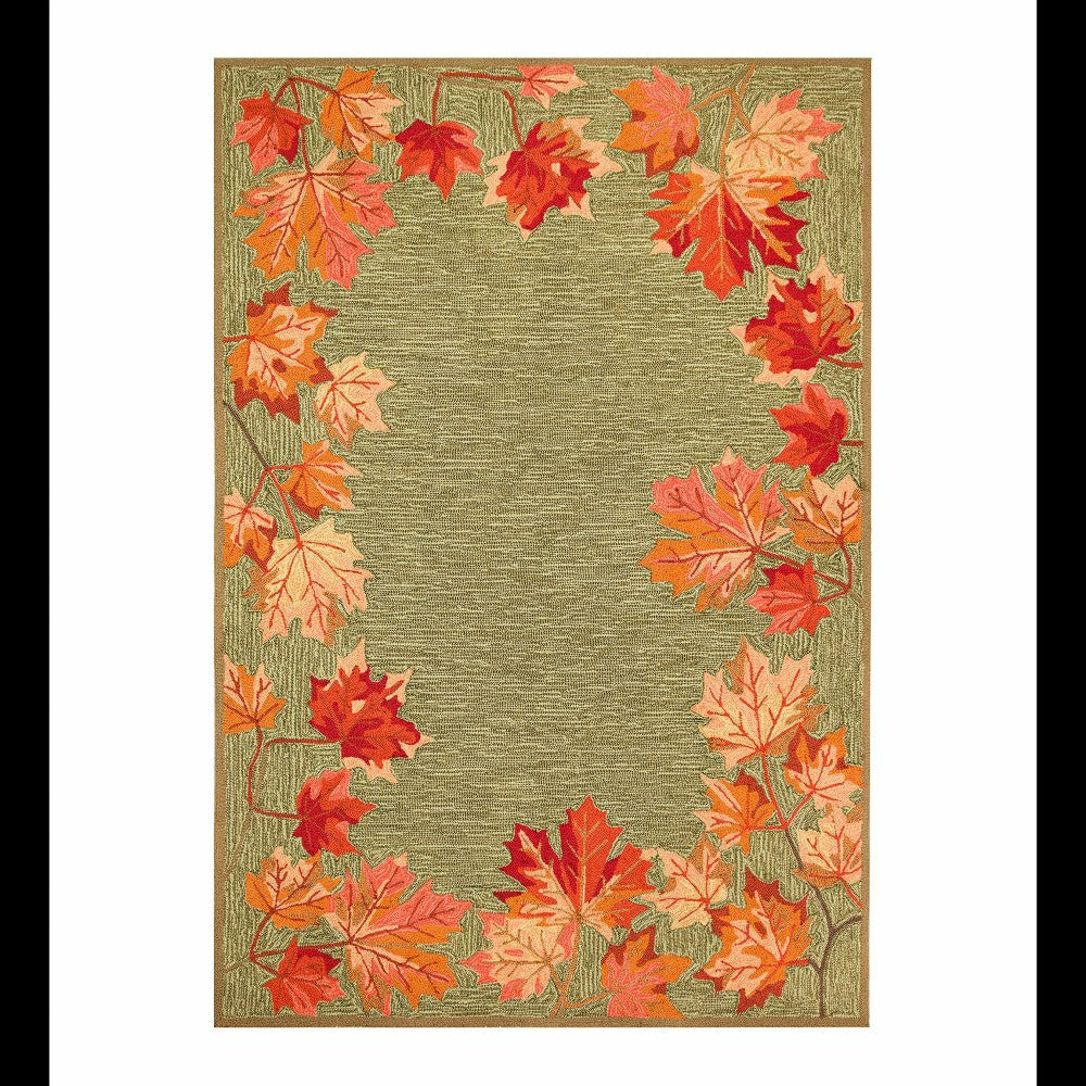 Plow & Hearth Indoor/Outdoor Falling Leaves Border Rug, 7'6" x 9'6"