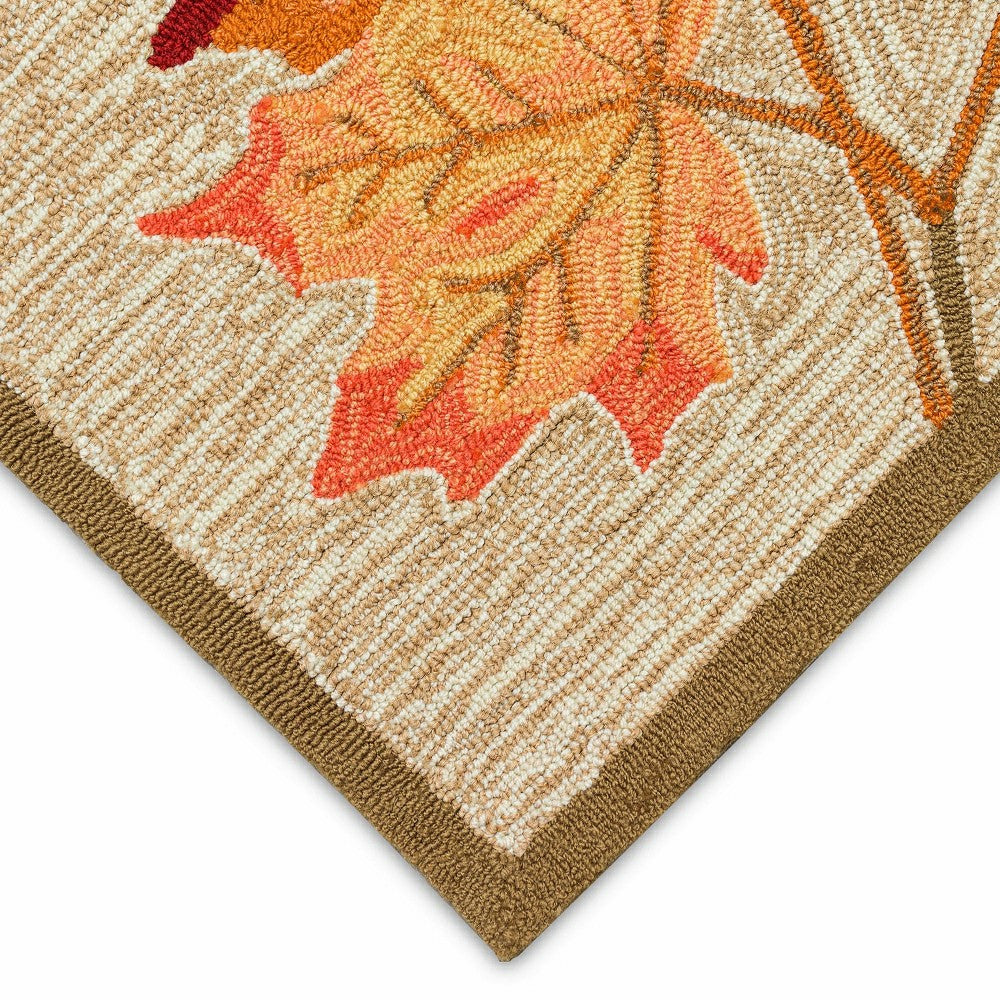 Plow & Hearth Indoor/Outdoor Falling Leaves Border Rug, 5' x 7'6"
