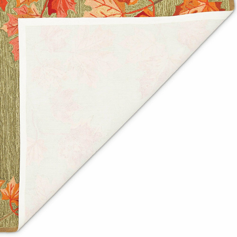 Plow & Hearth Indoor/Outdoor Falling Leaves Border Rug, 3'6" x 5'6"