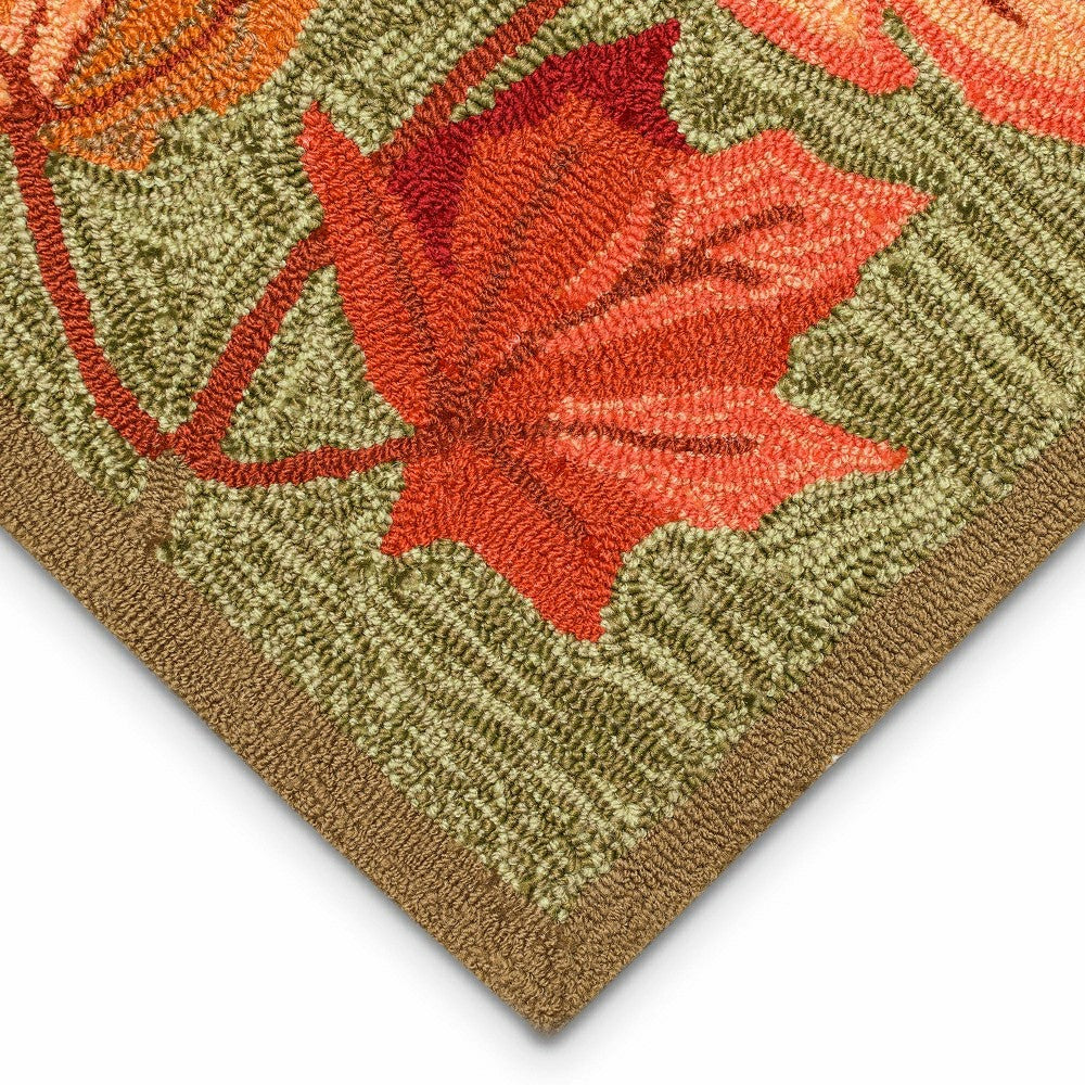 Plow & Hearth Indoor/Outdoor Falling Leaves Border Rug, 3'6" x 5'6"