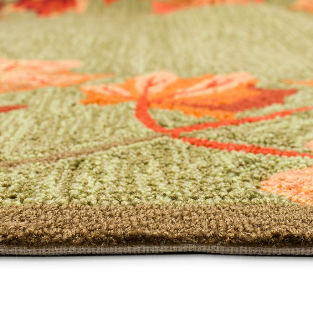 Plow & Hearth Indoor/Outdoor Falling Leaves Border Rug, 3'6" x 5'6"