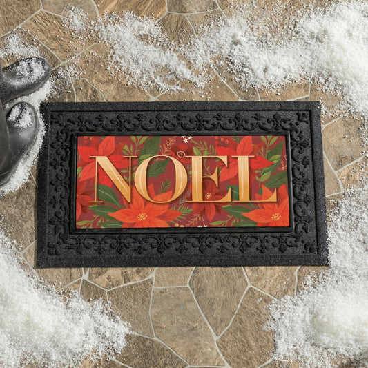 Plow & Hearth Flocked Coir Sassafras Switch Mat,"NOEL" 22"x10"