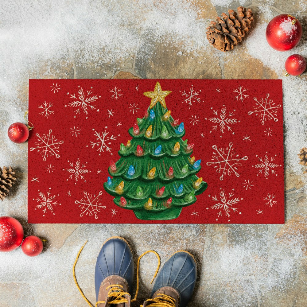 Plow & Hearth Christmas tree PVC Trapper Mat, 28"x16"