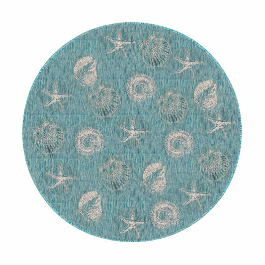 Plow & Hearth Indoor/Outdoor Textured Shells Polypropylene Rug, 7'10" Round