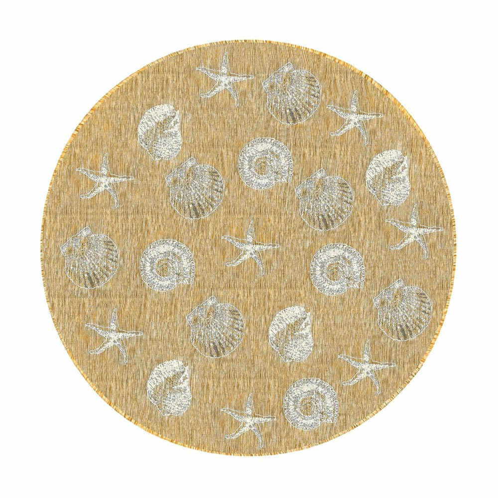 Plow & Hearth Indoor/Outdoor Textured Shells Polypropylene Rug, 7'10" Round