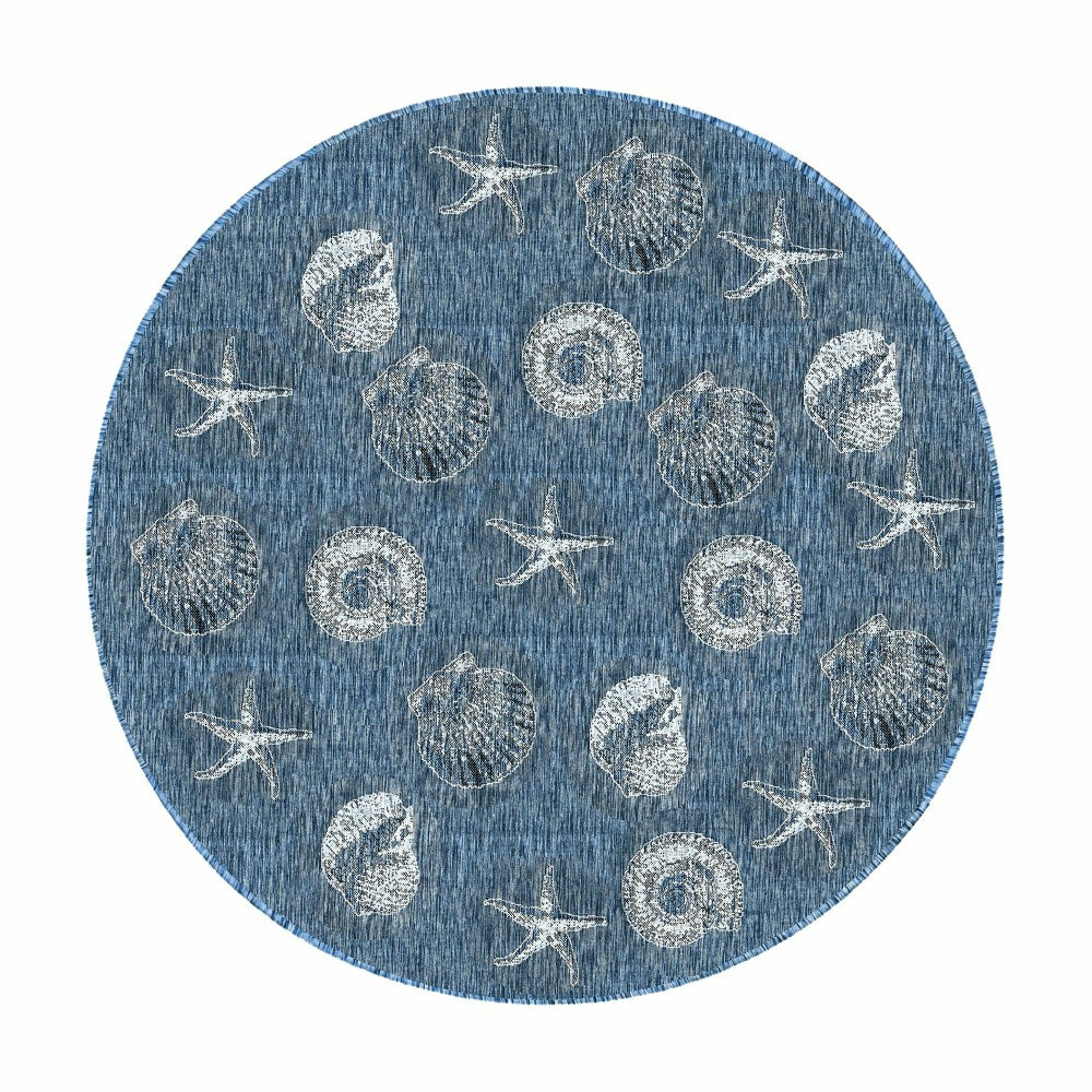 Plow & Hearth Indoor/Outdoor Textured Shells Polypropylene Rug, 7'10" Round