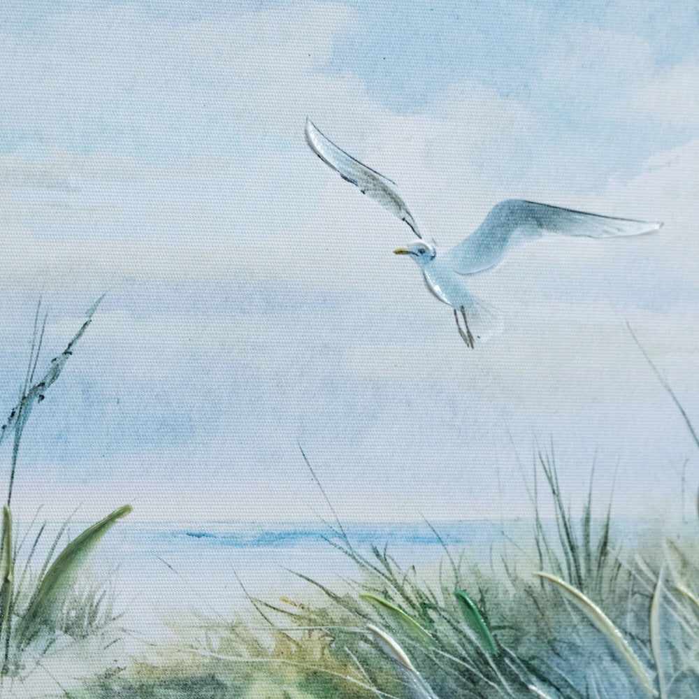 Plow & Hearth Blue Coastal Flying Seagull Wall Décor, Canvas, 16" L x 16" H