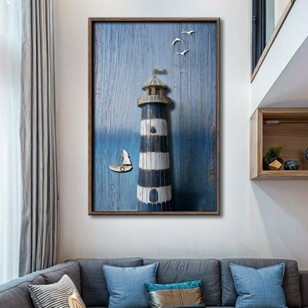 Plow & Hearth Wooden Lighthouse Coastal Wall Art