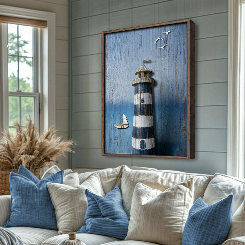 Plow & Hearth Wooden Lighthouse Coastal Wall Art