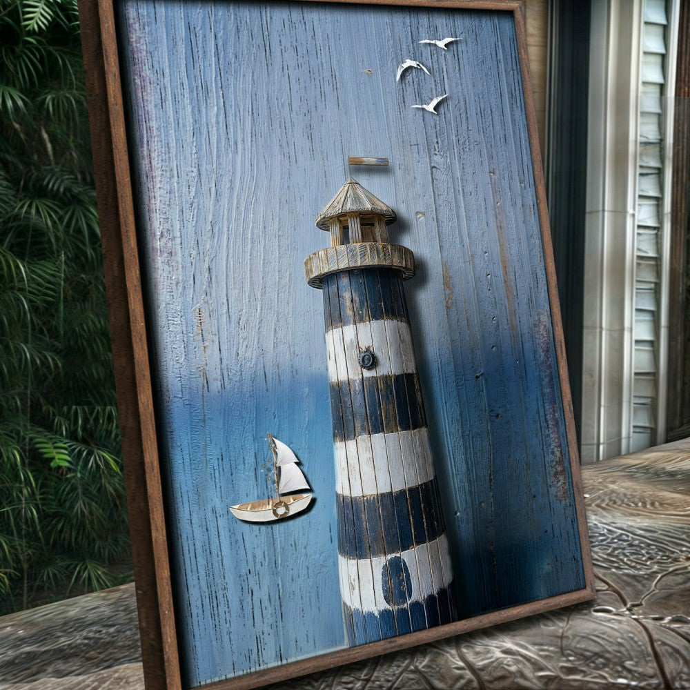 Plow & Hearth Wooden Lighthouse Coastal Wall Art
