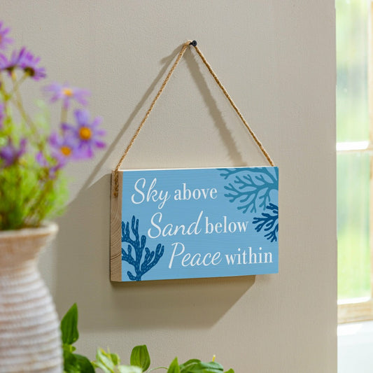 Plow & Hearth Southwest/Texas Blue Coastal Hanging Signs w/rope Landscape (11“x6”)​