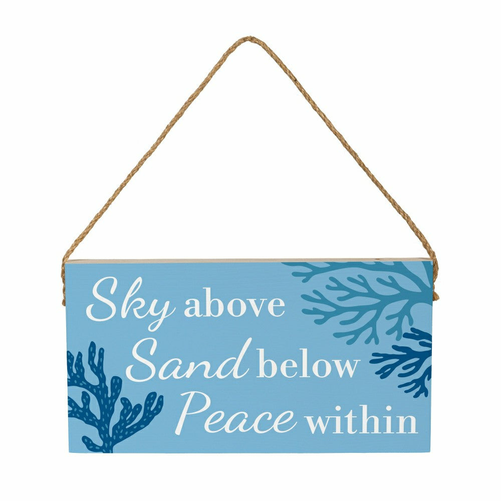Plow & Hearth Southwest/Texas Blue Coastal Hanging Signs w/rope Landscape (11“x6”)​