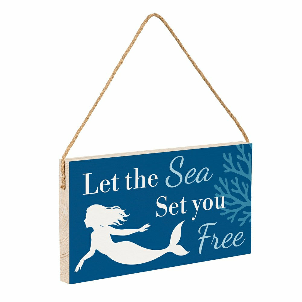 Plow & Hearth Southwest/Texas Blue Coastal Hanging Signs w/rope Landscape (11“x6”)​